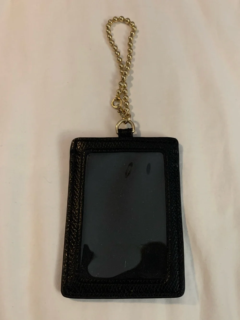 EUC Coach Brown Signature Card Holder with Big Gold Ball Chain